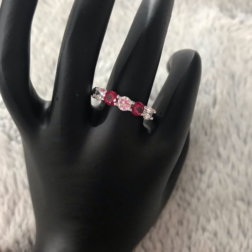 Diamonique & Simulated Ruby Ring - image 1